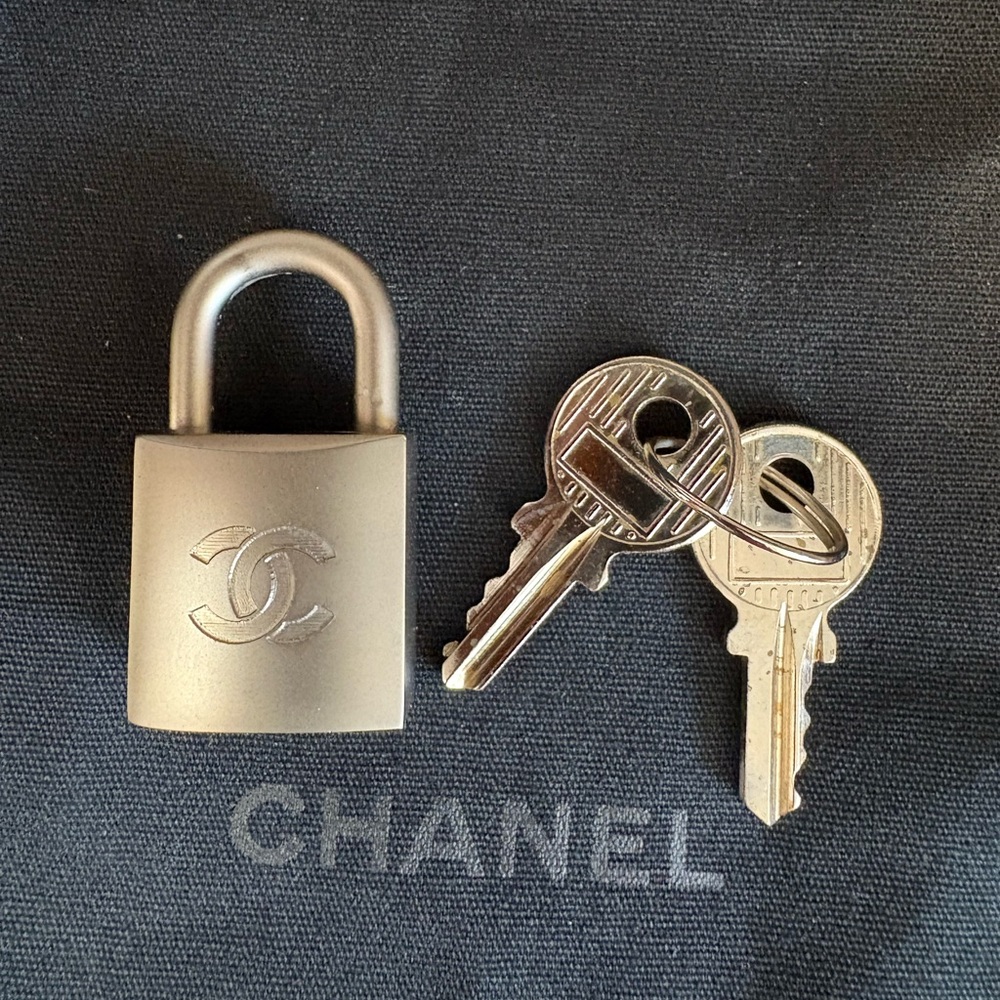 Chanel Matte Silver Padlock with Keys